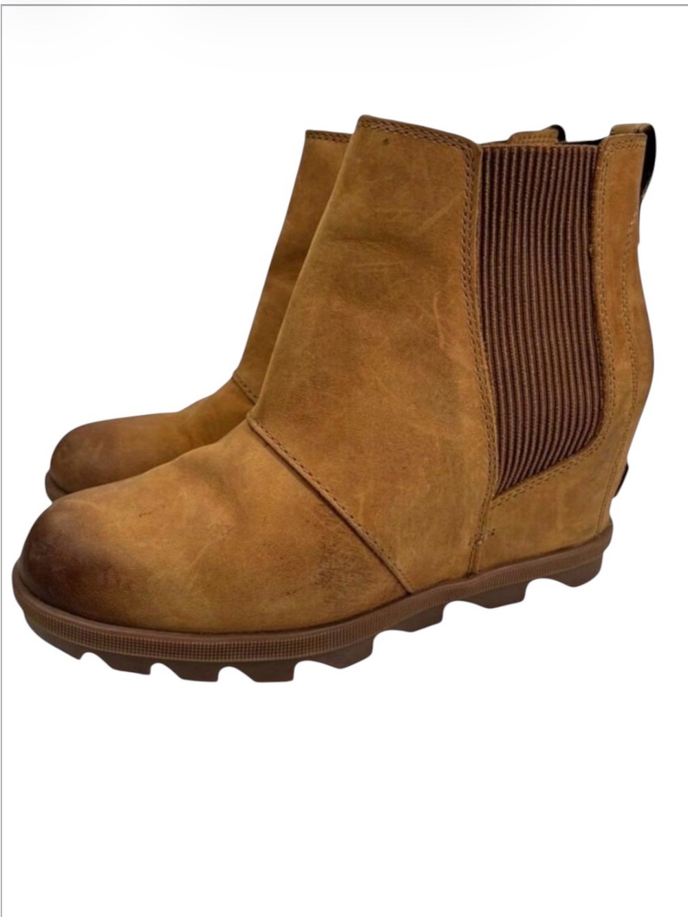 Sorel Joan of Arctic Camel Brown Waterproof Wedge Chelsea Ankle Boot Size 8
